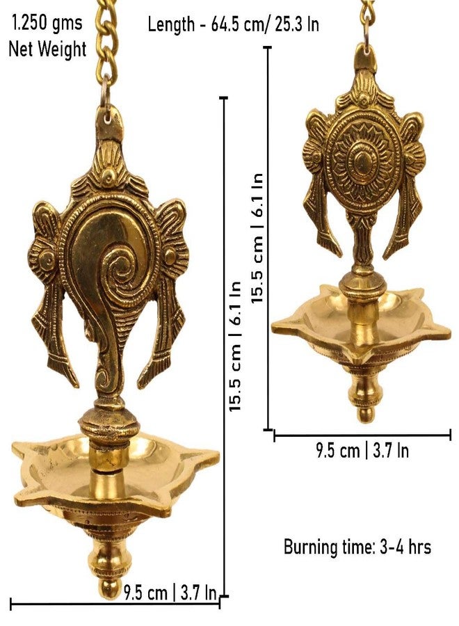Spillbox مصباح زيتي نحاسي من Spillbox للطقوس الدينية | مصباح زيتي للطقوس الدينية المنزلية، مناسب للمعابد، زينة وهدايا (9.5 سم × 15.5 سم) (الوزن: 1.25 كجم) - طقم شانكو تشاكرا المعلق ذو الخمسة أوجه - Image 4